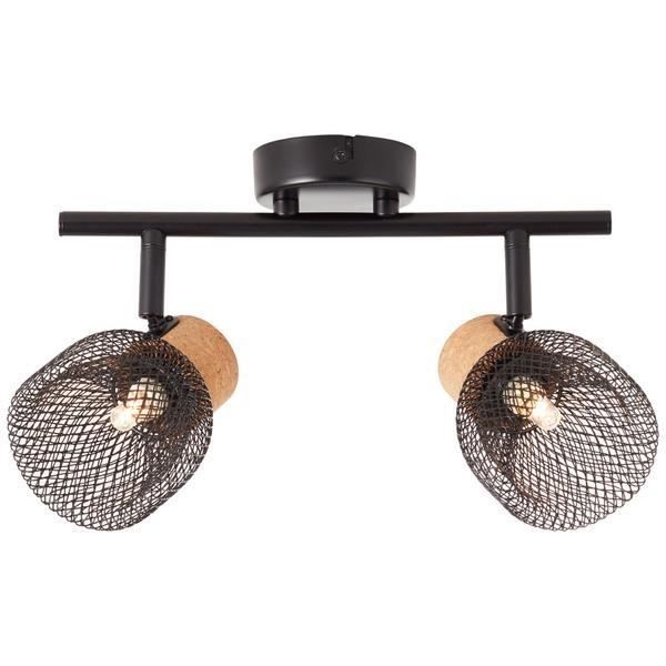 Plafonnier 2 lampes design Brilliant Flaka Noir Métal 82613/06