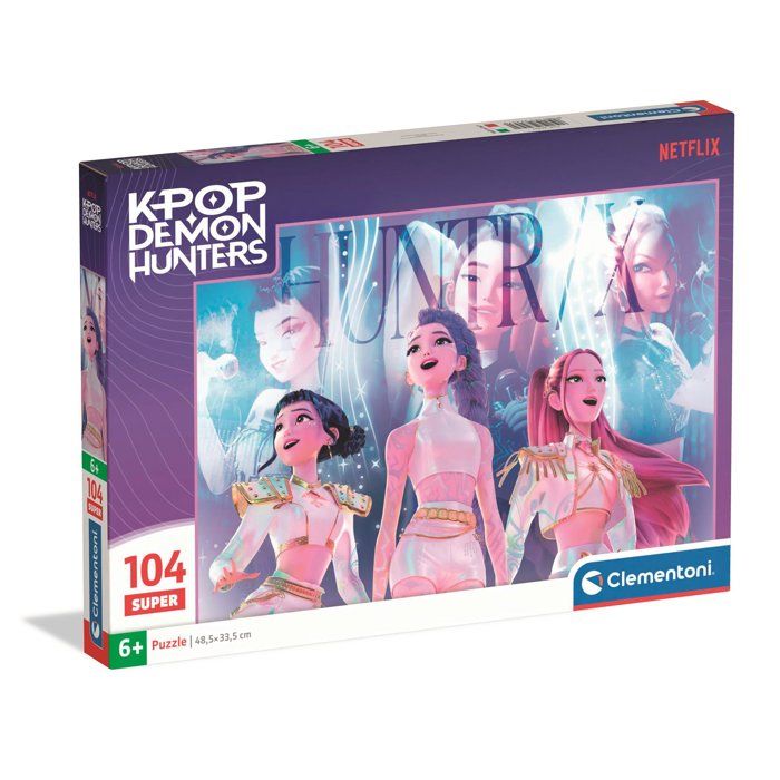 Clementoni - K-Pop Demon Hunters - Puzzles 104 Pièces Super - Puzzle enfant - Dès 6 ans -  Rumi Mira et Zoey - 48.5 x 33.3