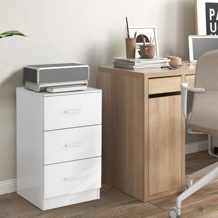 COSTWAY Caisson de Bureau Meuble de Rangement avec 3 Tiroirs pour Feuilles A4 Lettre Dossiers 37 x 34 x 66 5 CM Blanc COSTWAY Caisson de Bureau Meuble de Rangement avec 3 Tiroirs pour Feuilles A4 Lettre Dossiers 37 x 34 x 66 5 CM Blanc