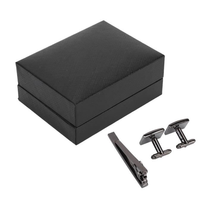 Ensemble De Boutons De Manchette Et Pince à Cravate Noir Et Cuivre - Boutons De Manchette De