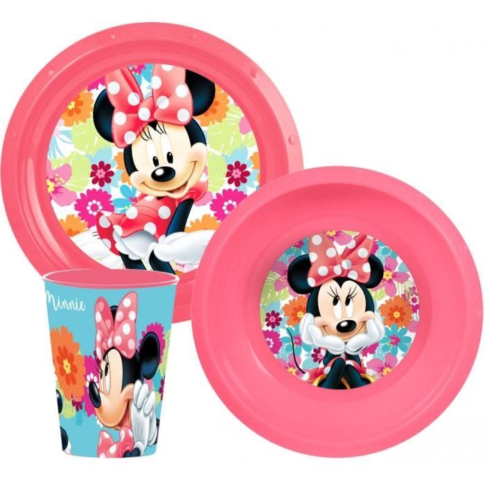 Set de vaisselle pour enfant réutilisable 5 pièces : gobelet, assiette, bol et couverts Minnie