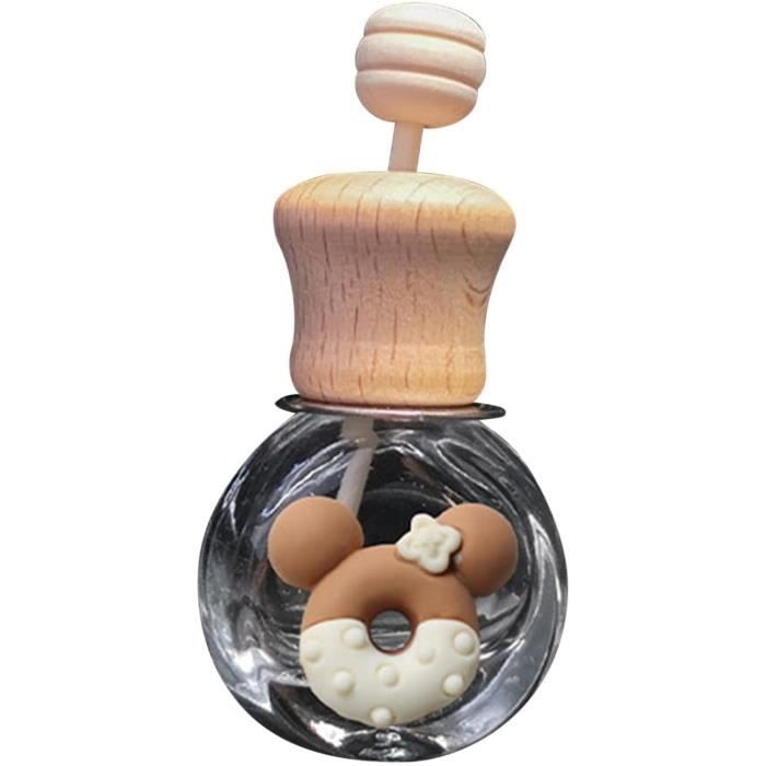 3 Diffuseurs De Parfum Suspendus Pour Voiture - Flacons En Verre Avec Capuchon En Bois, Rechargeables Et Élégants