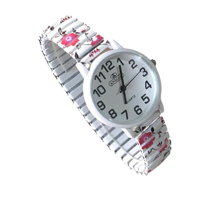 Montre Femme Bracelet Extensible Elastique Fleur Girly