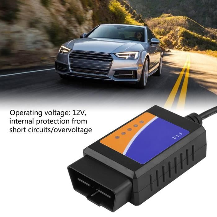 Scanner diagnostique d'interface câble connecteur V1.5 OBD2 d'USB voiture pour Benz BMW Citroen HB016