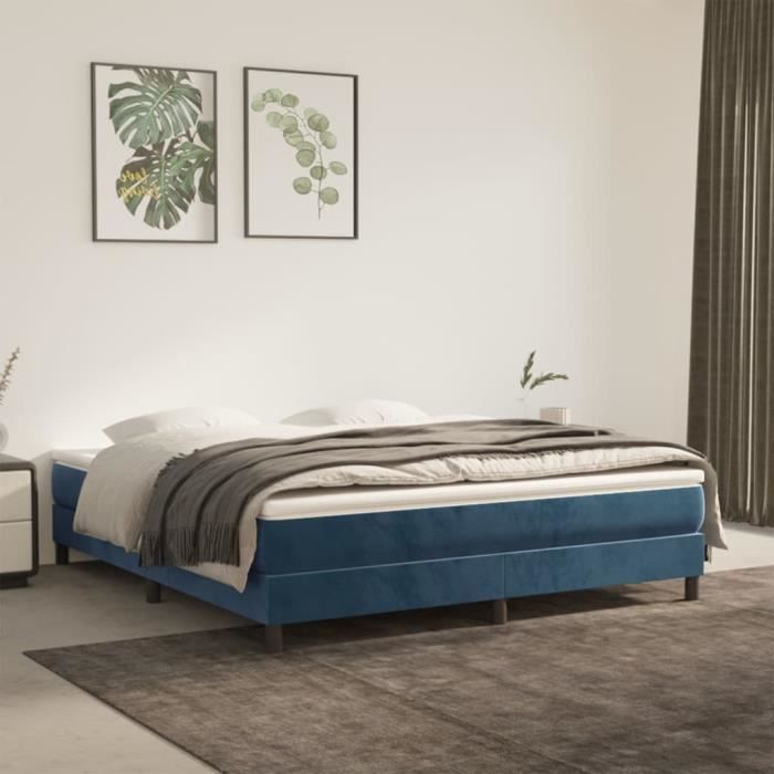 famirosa sommier à ressorts de lit bleu foncé 180x200 cm velours-0788