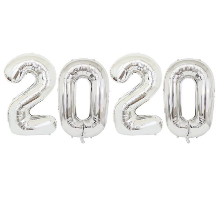 Rouge STOBOK 32 Pouces 2020 numéro Ballons Feuille 2020 décorations de Remise des diplômes fête du Nouvel an fête fête Fournitures 4pcs