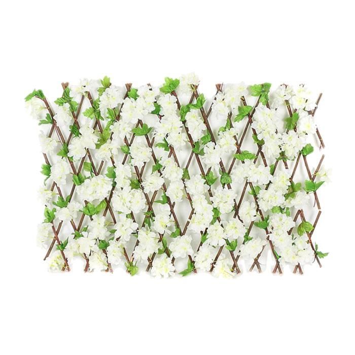 Panneau Treillis Jardin Extensible Avec Lierre Artificiel Et Fleurs - Clôture Décorative Pour Balcon, Terrasse Et Intimité