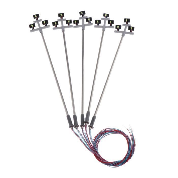 5 Lampadaires Muraux Miniatures 1:87 HO Avec LED - Pour Maquette De Train - Neuf