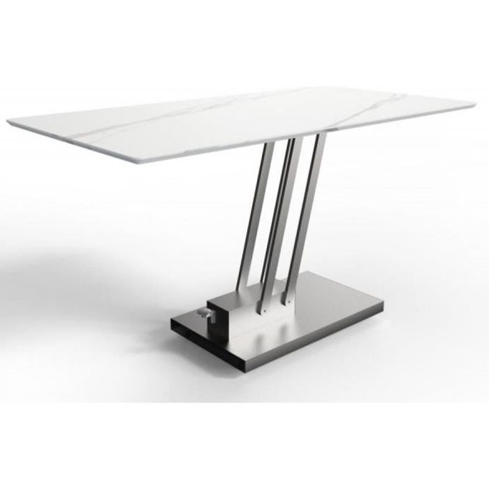 Table basse relevable INSIDE 75 BRAVO MARBLE WHITE céramique marbre blanc - Contemporain - Design - 135x70cm