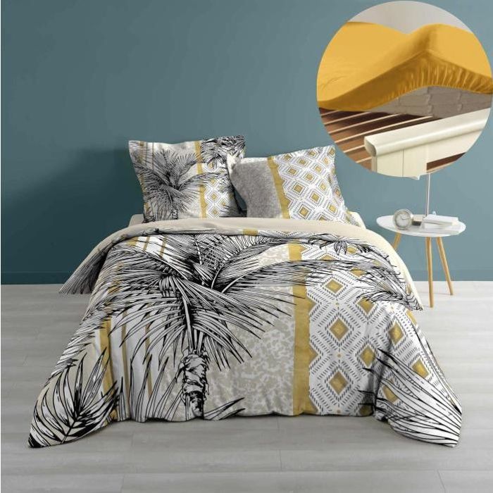 Parure de lit imprimé Floral Coton 220x240 cm Vert Sunshine logan | Maisons du Monde