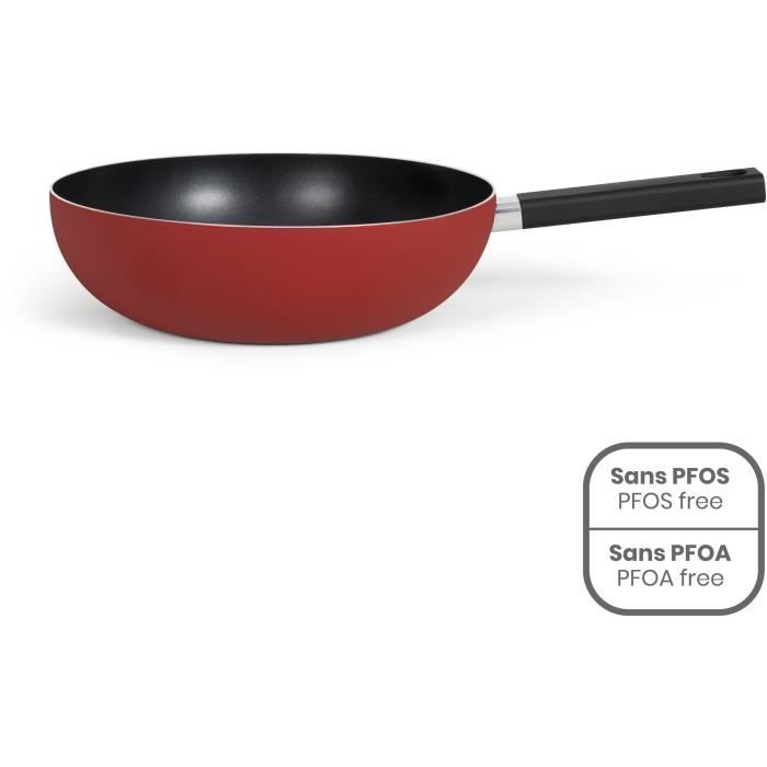 Wok LIVOO MEP156R 32 cm Antiadhésif sans PFOA ni PFOS Manche silicone Tous feux dont induction - vue 2