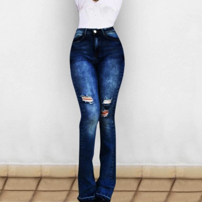 jean femme taille haute jambe large