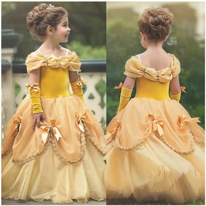 Princesse Belle Déguisement Pour Enfants Filles Halloween Cosplay Fête Robe