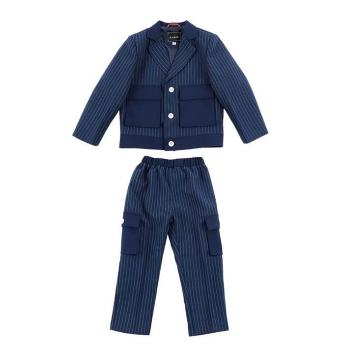 Costume Garçon Sebastian Le Blanc - Taille 9 Ans - Noir à Rayures Bleues - Neuf Avec étiquettes