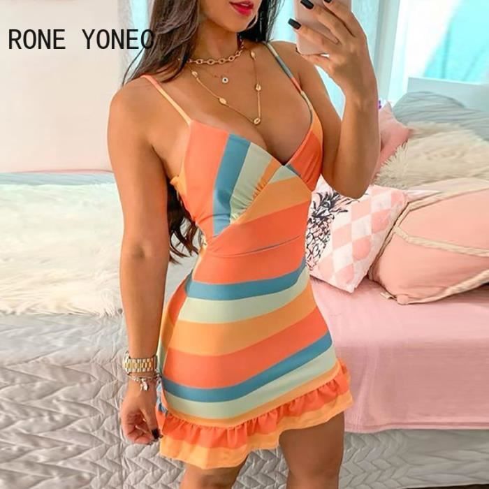 Robe Femme - ?�l?�gante ?� rayures - FR33CV0 Orange - Cdiscount Pr??t-?�-Porter