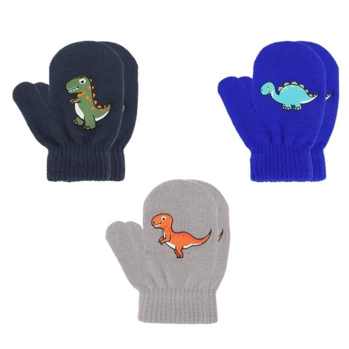 Gant Enfant Mitaine D Hiver Chauds Bebe Gants Tricotes Extensibles Dinosaure Moufle Pour Filles Garcons Unisex Jouant Ski 3 Paires Cdiscount Sport