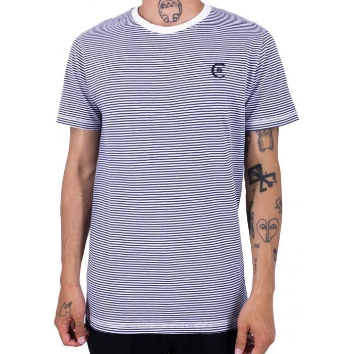T-shirt Homme AllSaints Bleu Moyen - Logo Brodé - Manches Courtes - Taille M