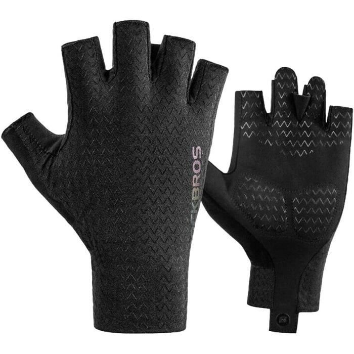 ROCKBROS Gants Vélo Demi-Doigts Été - Respirants, Antidérapants Et Amortissants Pour VTT, Route - Homme Femme, Noir Vert