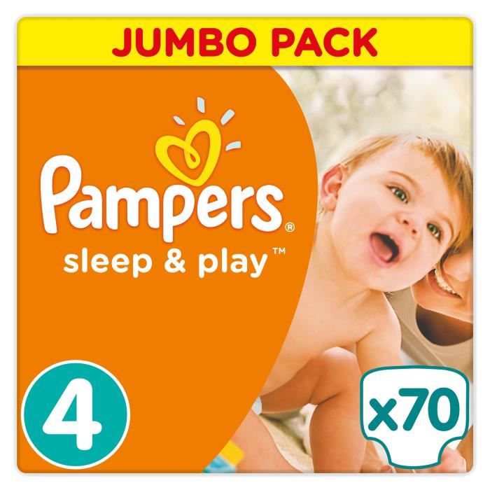x70 couches 8-16 kg - Jumbo Pack Sleep & Play Couches Taille 4 Pampers 