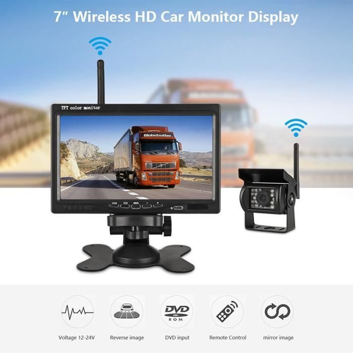 Kit Caméra De Recul 2 Caméras + Moniteur 7" - Vision Nocturne, étanche IP67, Câbles 10m/15m, 12-24V