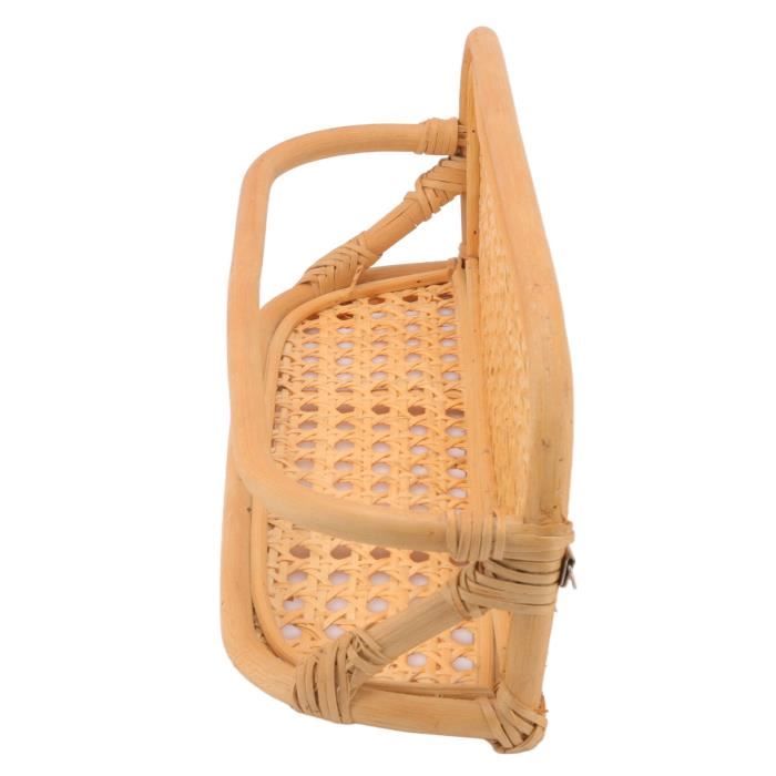 Étagère murale en rotin et bois style bohème avec crochets décoratifs