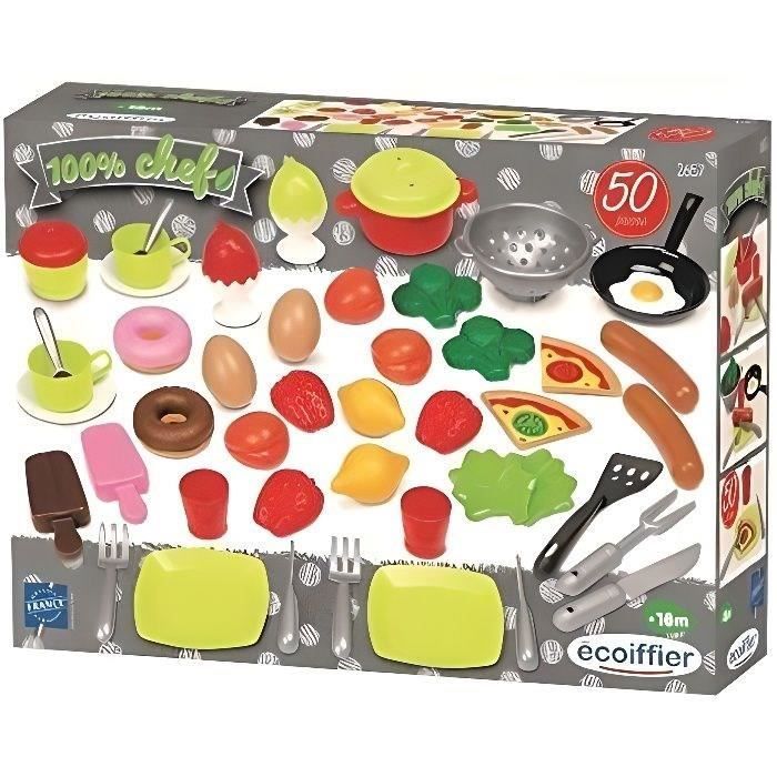 Pack 50 fruits et légumes – Jouets Ecoiffier – 2655 - Imitations d'aliments  pour enfants – Dès 18 mois