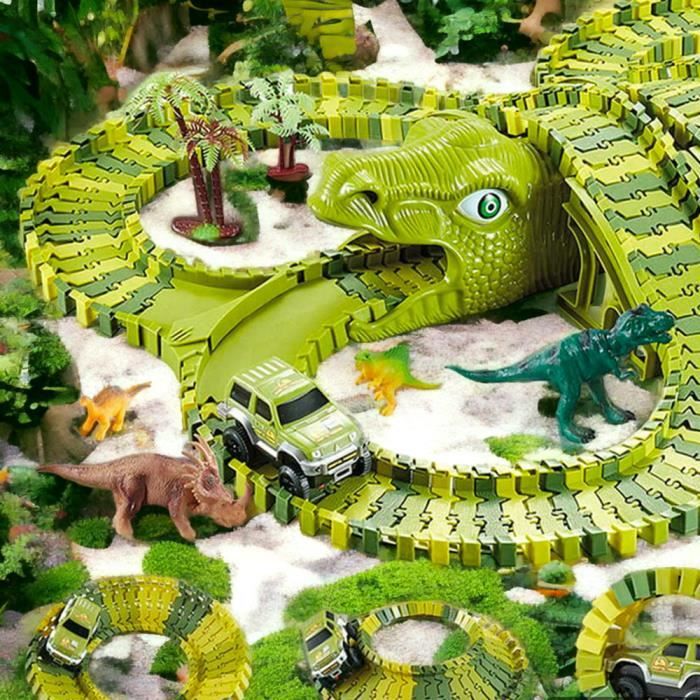 Circuit Dinosaure Voiture électrique d'escalade magique avec lumière