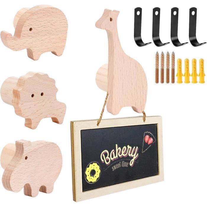 Porte-clés Mural En Bois Avec 6 éléphants - Fait Main, Dimensions 13.5 X 5 Pouces - Déco Ethnique