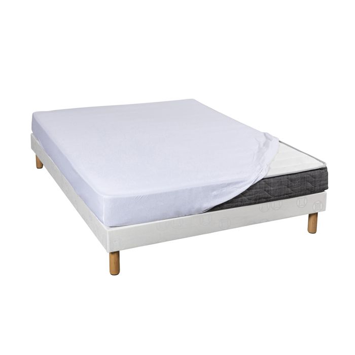 Drap housse bleu jersey coton Lycra Tencel 150x210 - Bleu - Terre de Nuit Drap housse bleu jersey coton Lycra Tencel 150x210 - Bleu - Terre de Nuit