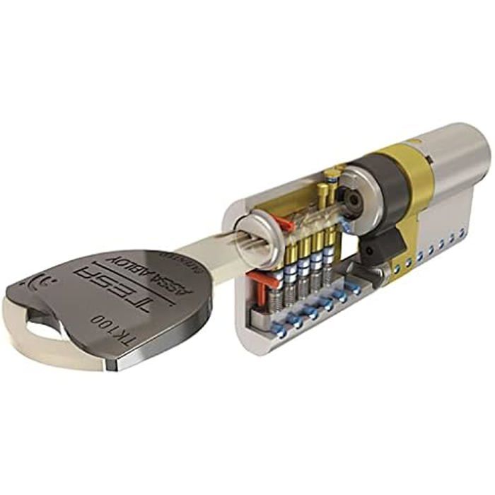 Cylindre de haute sécurité - TESA ASSA ABLOY - TK100 - Double embrayage - Levier court - 70 mm