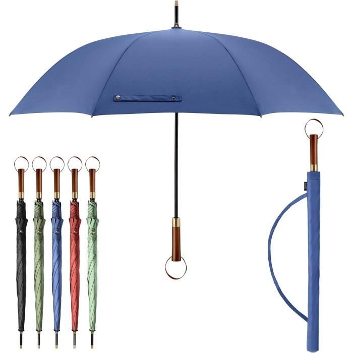 Parapluie pliable bleu et fleuri - : Parapluie pliable bleu et