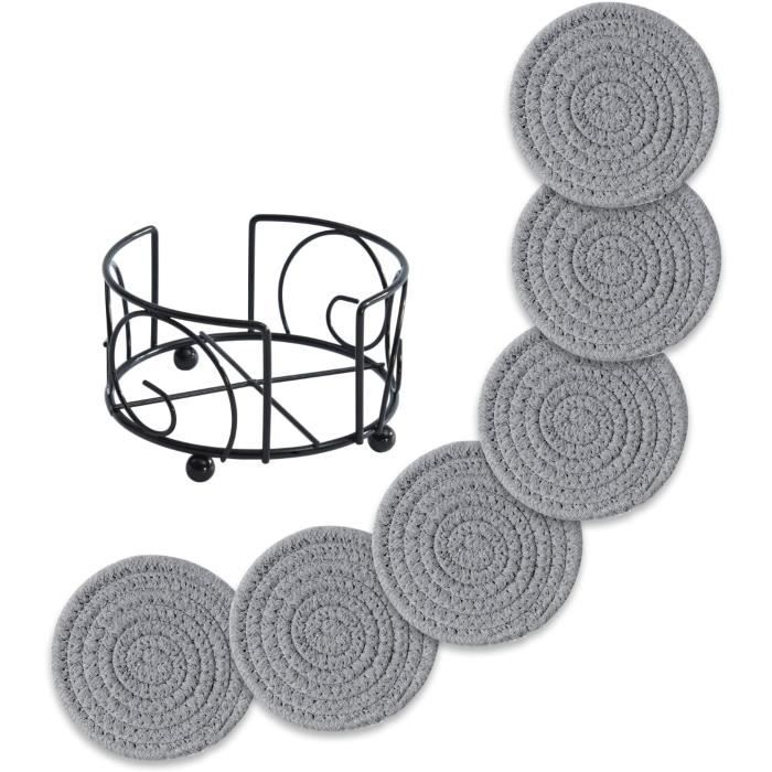 Lot De 2 Dessous-de-verre En Macramé Coton à Pompons | Absorbants, Protection Contre Les Traces Et La Chaleur
