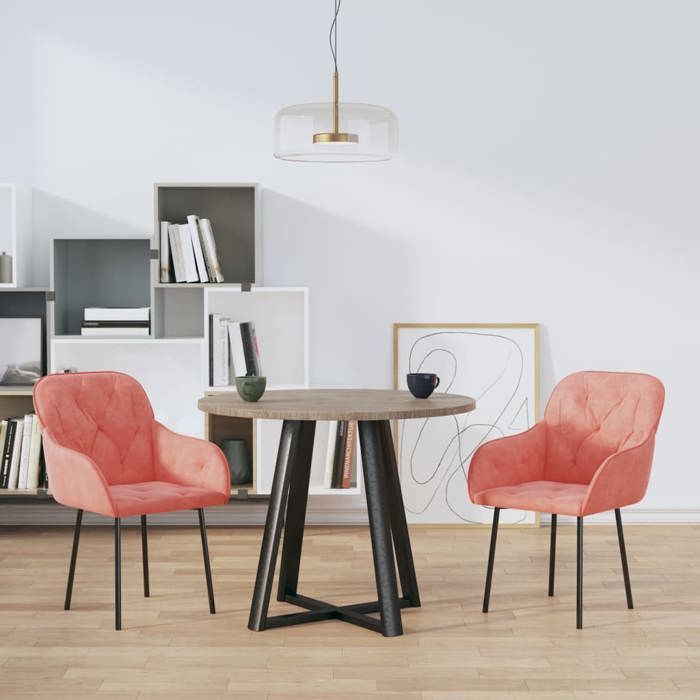 vidaXL Chaises à manger lot de 2 Rose Velours 344849