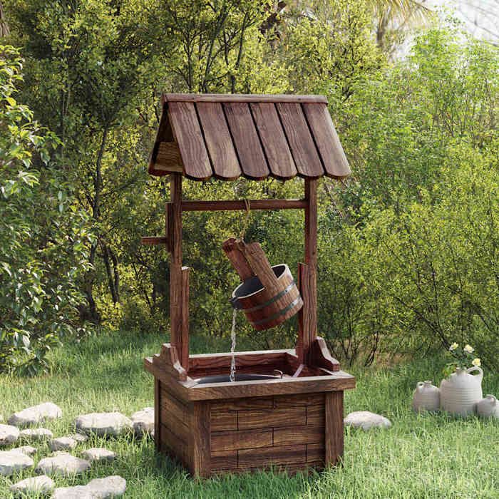 vidaXL Puits à souhait avec pompe 57x50x112 cm bois de sapin massif caractéristique de leau fontaine fontaine à eau de 363337