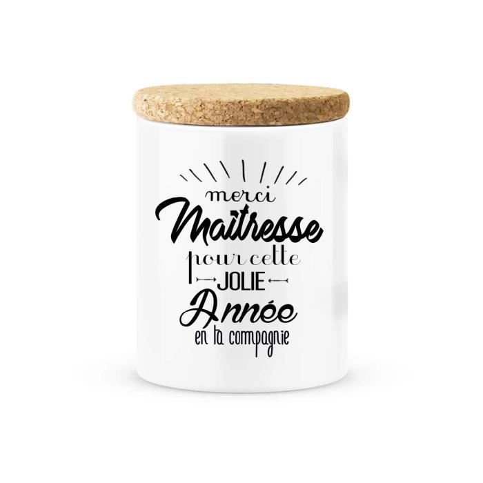 Pot Ceramique Avec Couvercle En Liege Citation Imprime Merci Maitresse Pour Cette Jolie Annee En Ta Cdiscount Beaux Arts Et Loisirs Creatifs