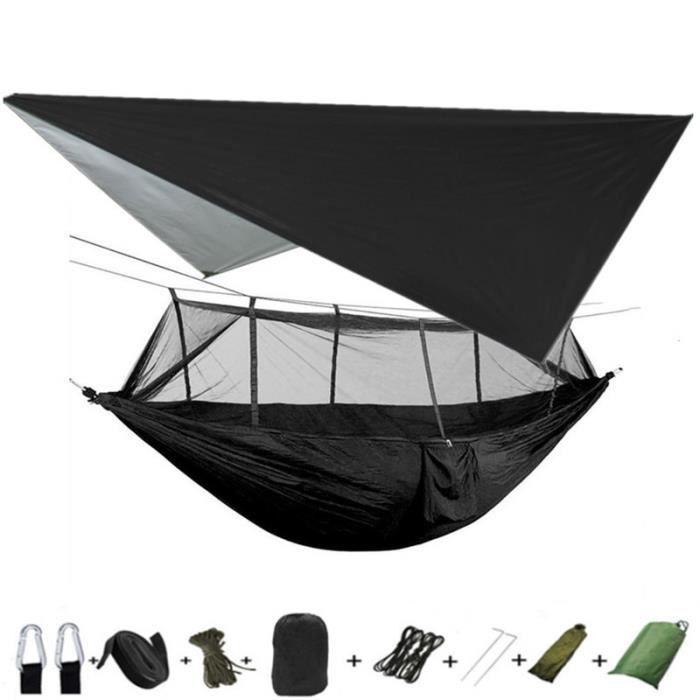 Hamac en tissu avec auvent et support moustiquaire, anthracite main image 0