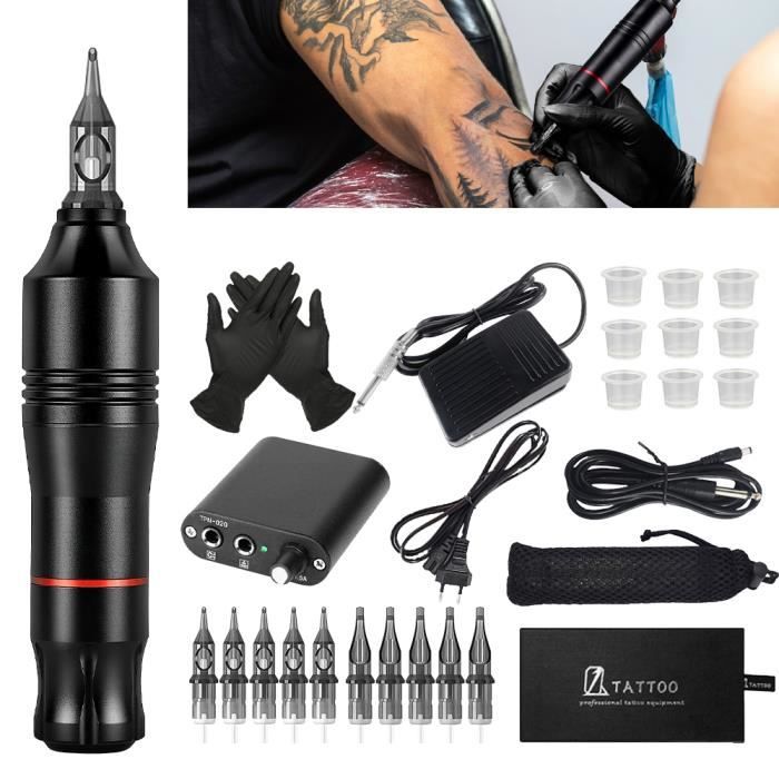 Kit tatouage machine a tatouer kit complet Professionnel Aiguilles à Cartouche Alimentation sans