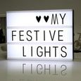 Boite lumineuse cinéma Lampe lanterne décoration message personnalisés LED Boîte à lumière 96 lettres Décor Coloris Enseigne-1