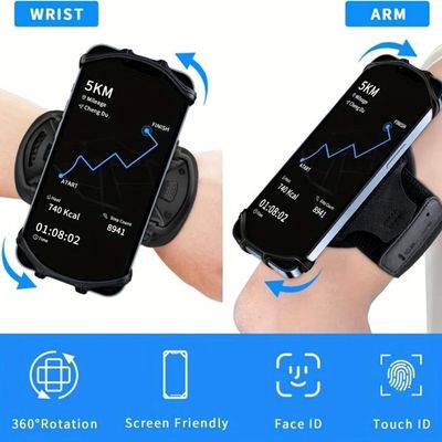 Brassard De Sport Pour Téléphone – Rotatif à 360° – Étanche Et Respirant – Pour Running, Vélo, Fitness – Taille Ajustable – Silicone Durable