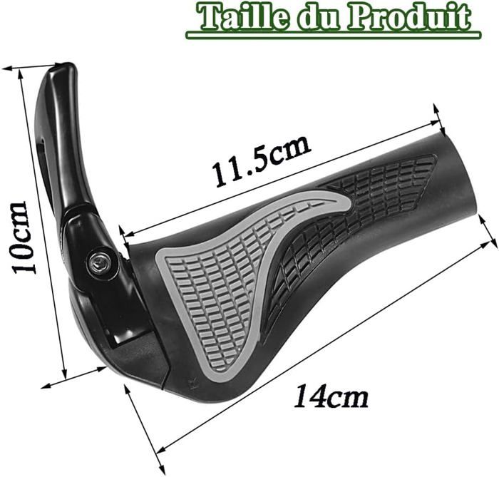 Poignées De Guidon Vélo Ergonomiques - Antidérapantes - Double Verrouillage - Pour VTT, VTC, Vélo Électrique - 7