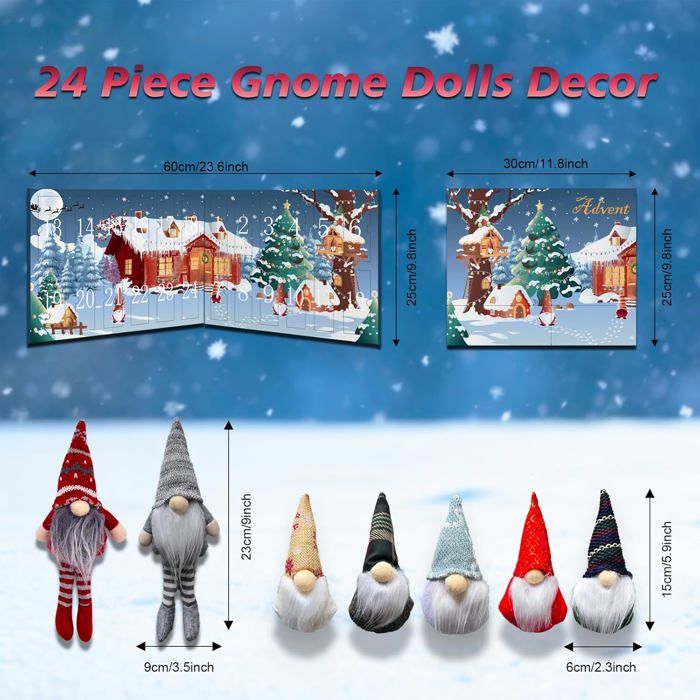 Calendrier De L'Avent De Noël 2025 - Décorations Gnomes 2D En Acrylique (30 Pièces) - Pour Fenêtre, Sapin, Couronne - Compte à Rebours 24 Jours - 9
