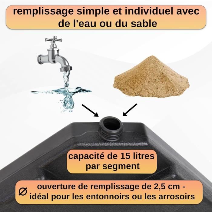 Base Parasol En Pierre Grise Frankystar – 25 Kg, Diamètre 45 Cm, Support Réglable 35-48 Mm - 10