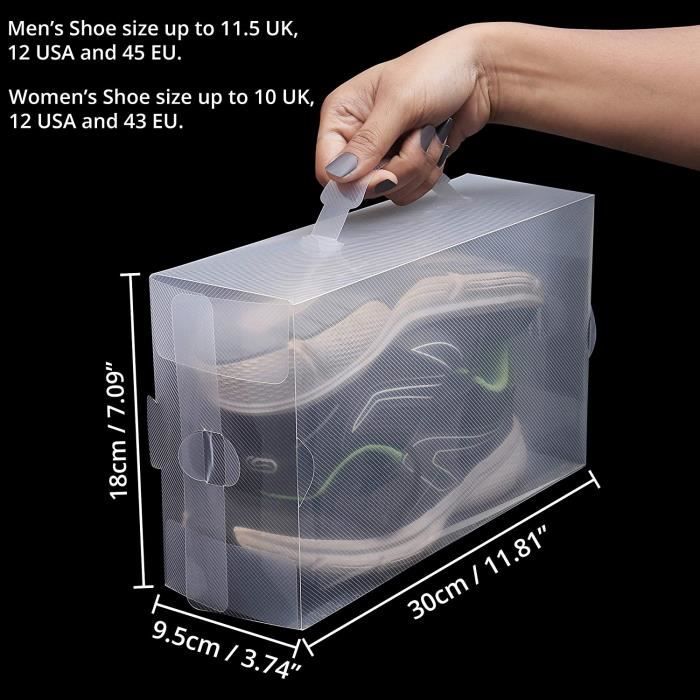 Boite rangement chaussures en plastique transparent (lot de 3) - lot de  boite a chaussures empilable de 36 x 27,5 x 20 cm - o 326 - Cdiscount Maison