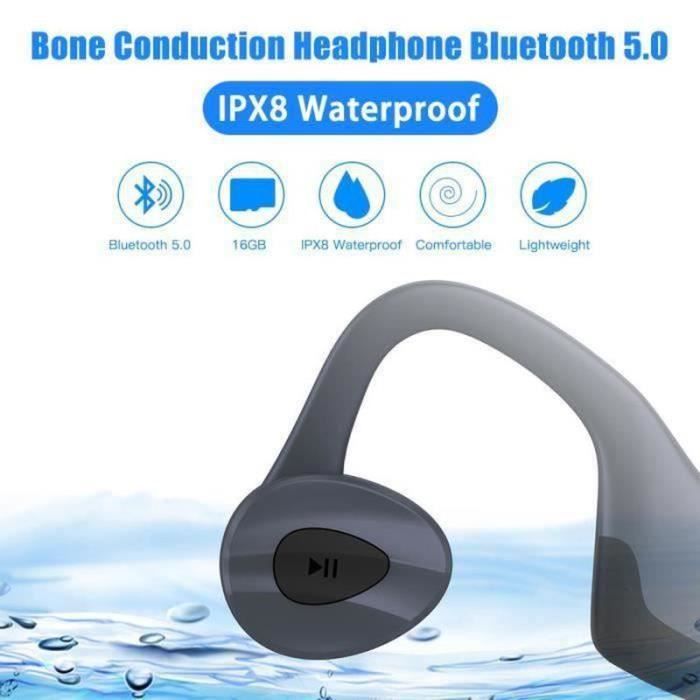 Écouteurs De Natation Étanches IPX8 - Conduction Osseuse Bluetooth 5.4 + MP3 8 Go - Pour Sport, Course, Natation (Or)