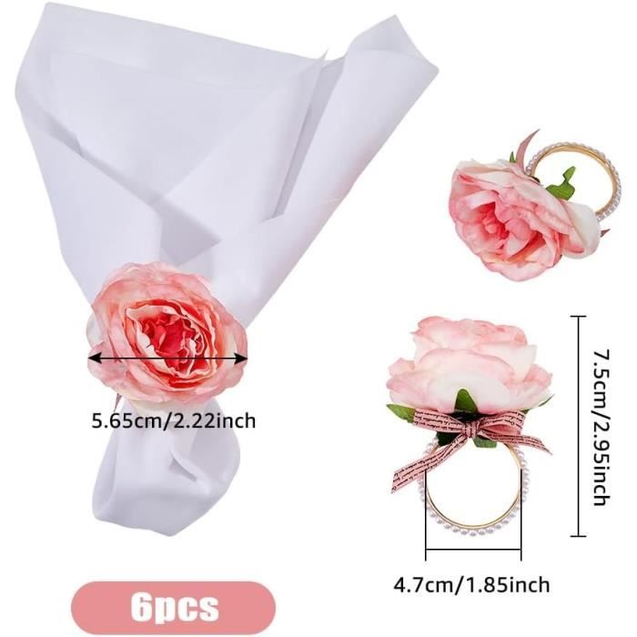 Lot De 12 Ronds De Serviette Fleur Blanc – Anneaux Serviettes Élégants Mariage, Buffet, Décoration Table Fête