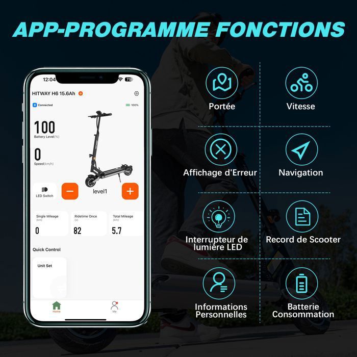 HITWAY électrique Noir&Gris Pliable 8.5" Puissance Max — free download