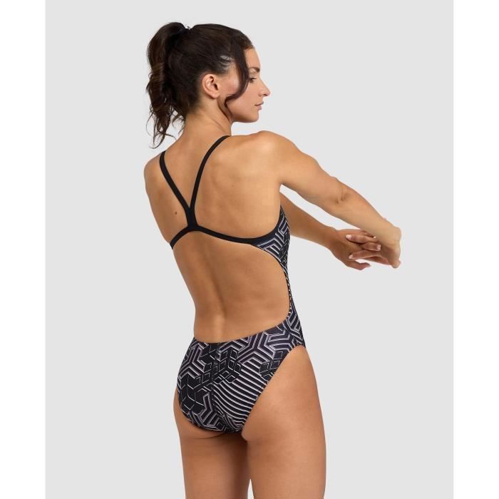 Maillot de bain 1 piece femme Arena Kikko Pro Noir Echancrure haute Dos Challenge