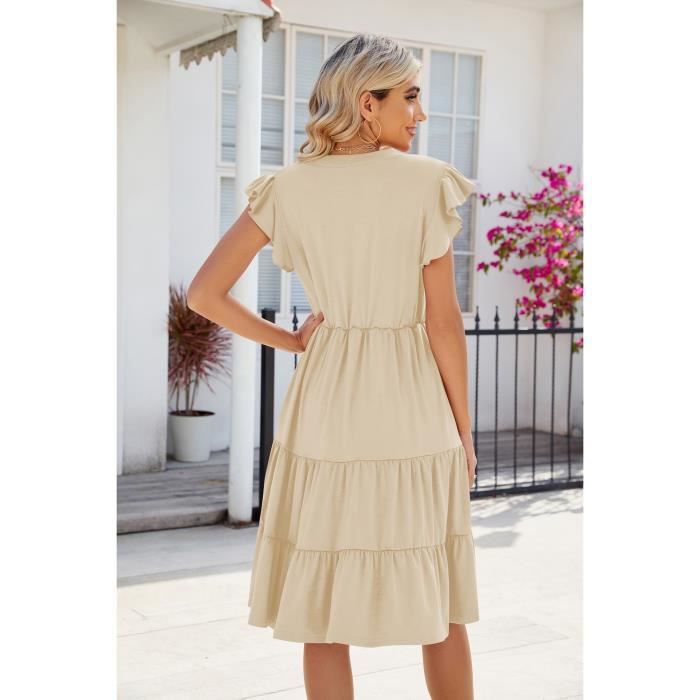 Robe Deerberg Femme Taille S/M Multicolore - Manches Courtes, Genou, Parfait état