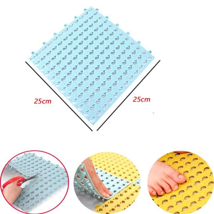 Lot de 16 carreaux de sol emboîtables de drainage en PVC antidérapant pour salle de bain, cuisine, piscine, zones humides, jaune, 30 x 30 cm