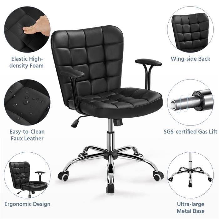 Yaheetech Fauteuil de Bureau Chaise de Bureau Hauteur Réglable à
